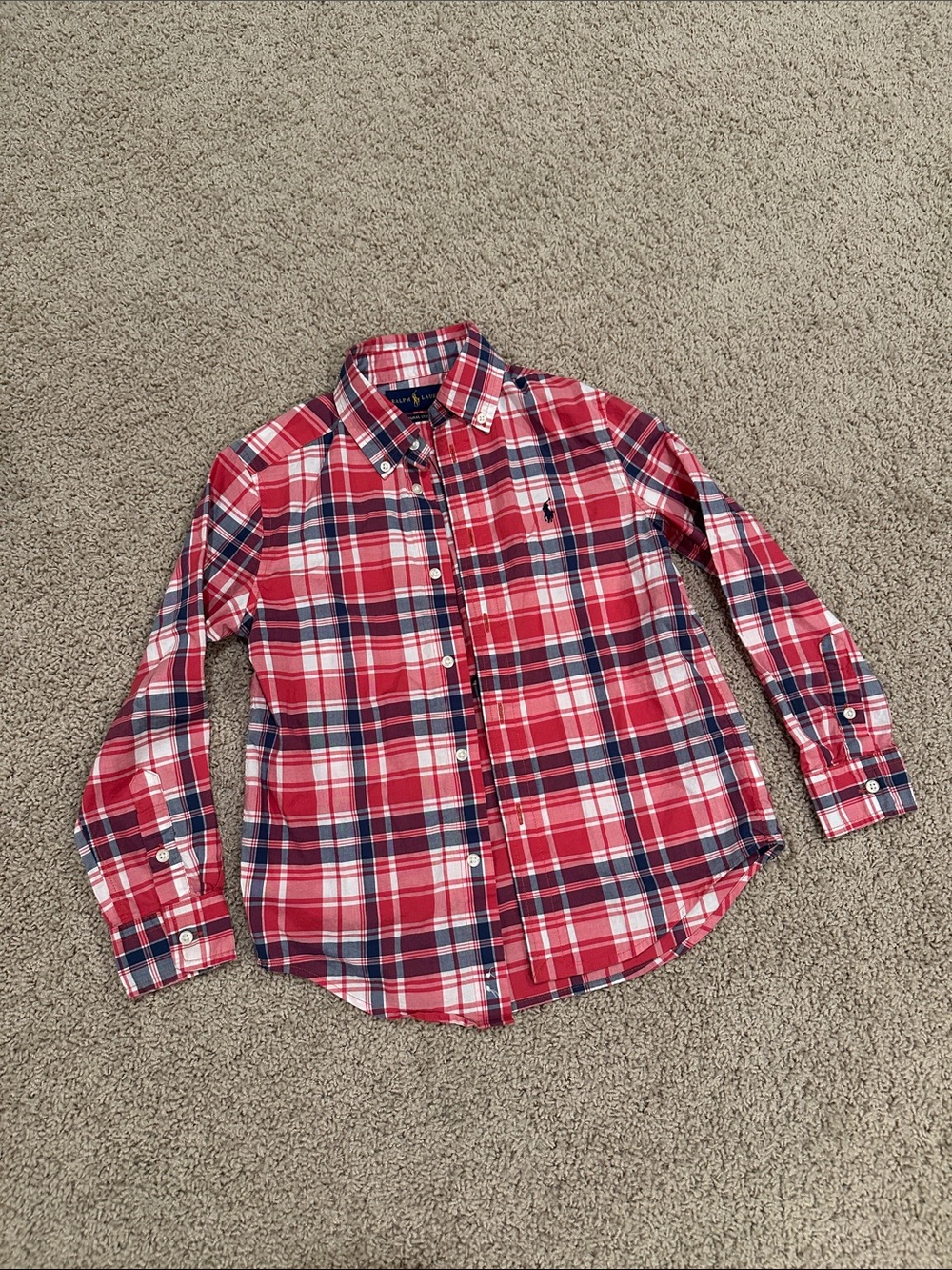 Polo by Ralph Lauren Red Navy White Plaid Button-Down Shirt
